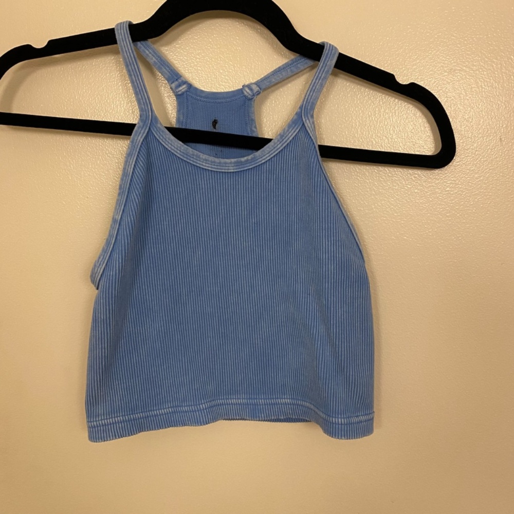 (BLUE) Free People Happiness Runs Crop Tank